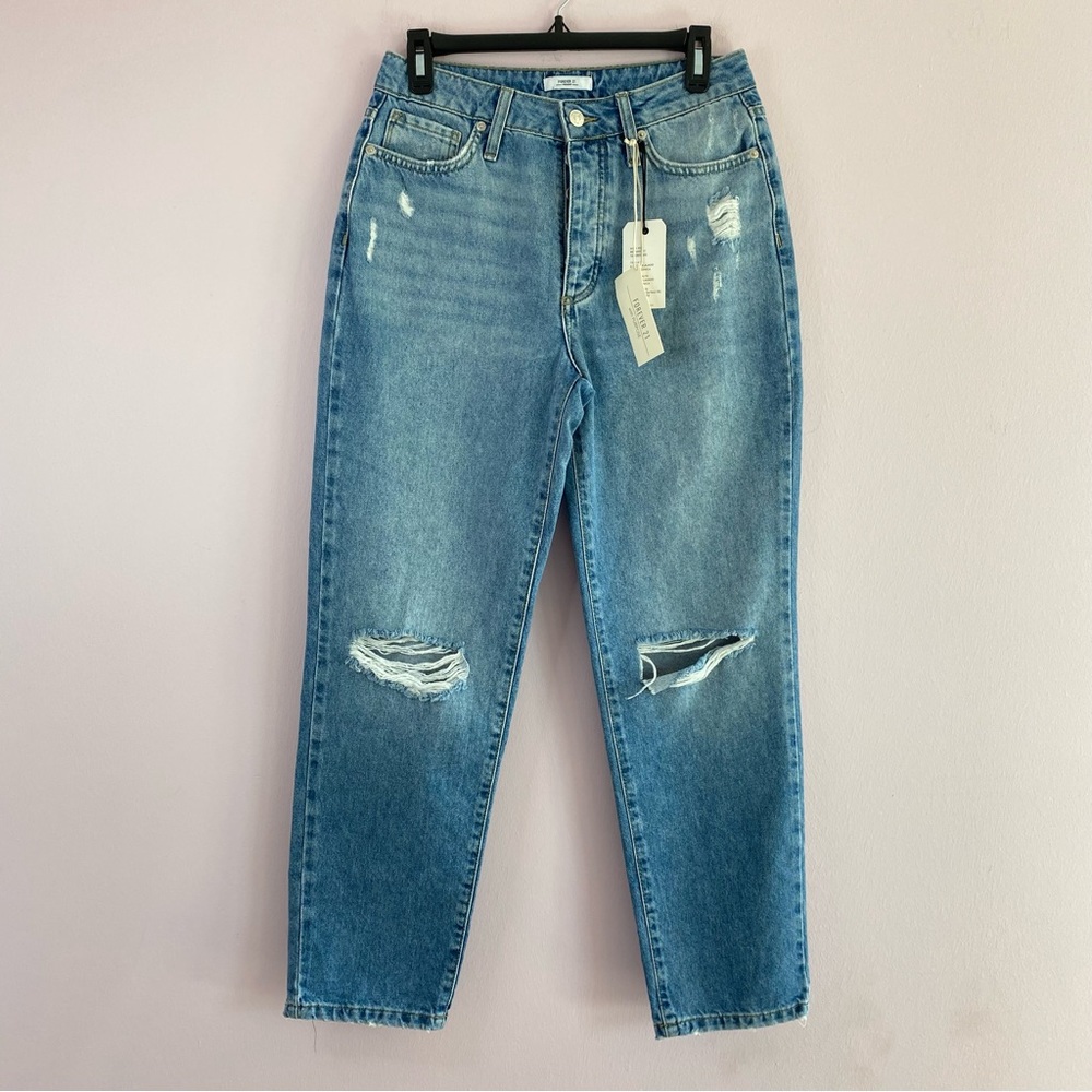 NEW Forever 21 Premium Distressed High Rise Mom Jeans size 26